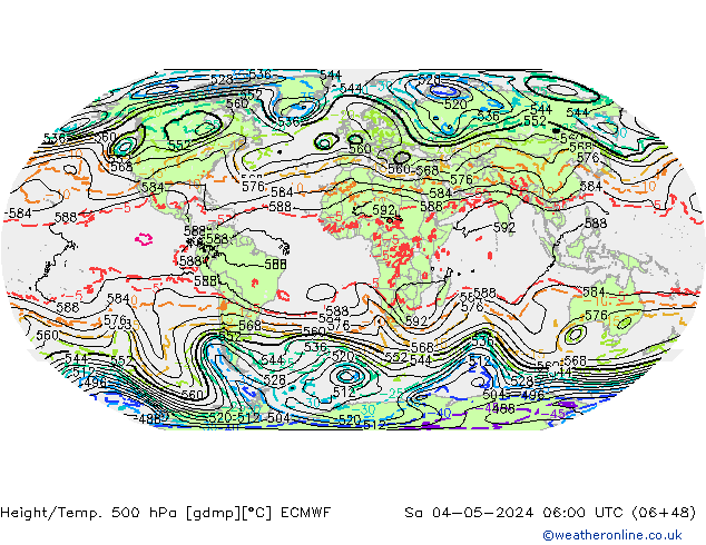 Height/Temp. 500 hPa ECMWF So 04.05.2024 06 UTC