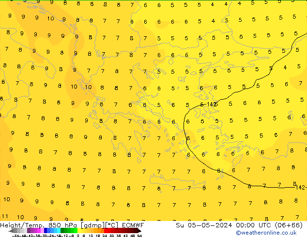 Z500/Rain (+SLP)/Z850 ECMWF dom 05.05.2024 00 UTC