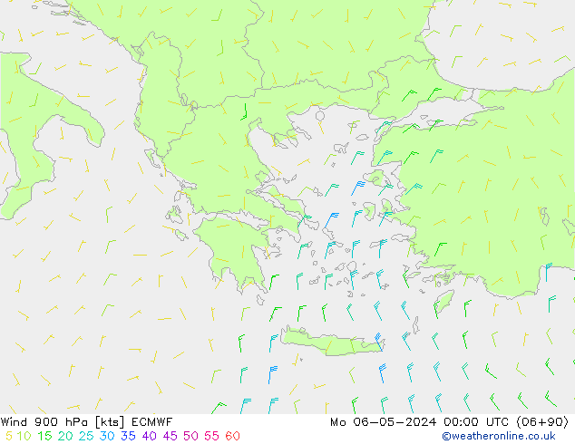 Vento 900 hPa ECMWF lun 06.05.2024 00 UTC