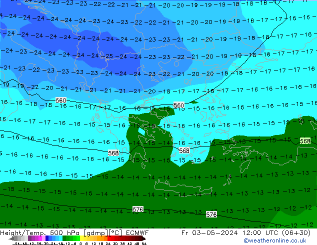 Z500/Rain (+SLP)/Z850 ECMWF ven 03.05.2024 12 UTC