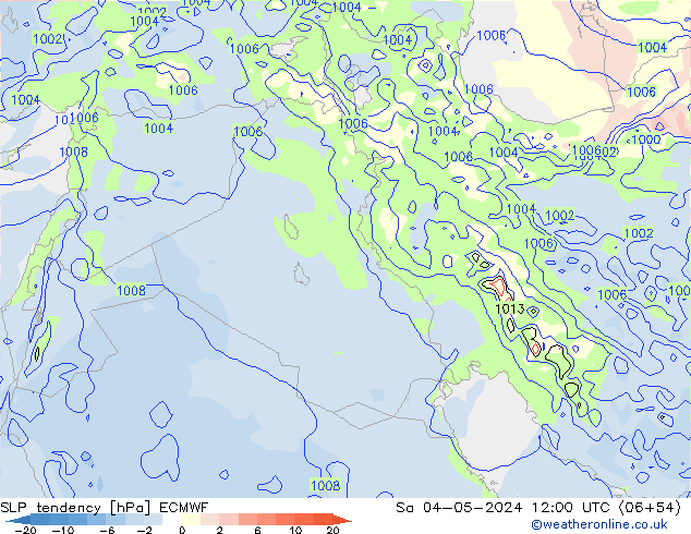 Druktendens (+/-) ECMWF za 04.05.2024 12 UTC