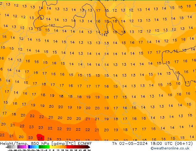 Z500/Yağmur (+YB)/Z850 ECMWF Per 02.05.2024 18 UTC