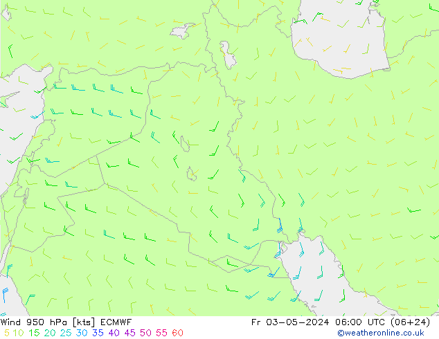 Wind 950 hPa ECMWF Fr 03.05.2024 06 UTC