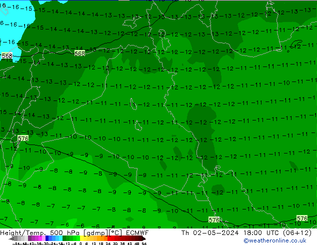 Z500/Yağmur (+YB)/Z850 ECMWF Per 02.05.2024 18 UTC