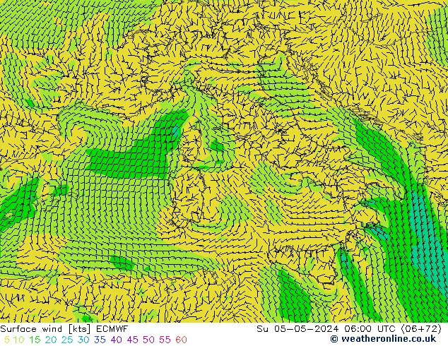 Vento 10 m ECMWF Dom 05.05.2024 06 UTC