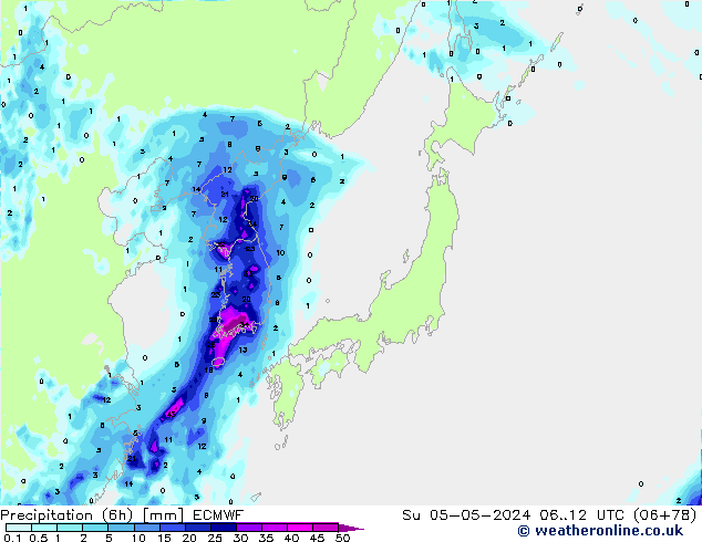 Z500/Rain (+SLP)/Z850 ECMWF Su 05.05.2024 12 UTC