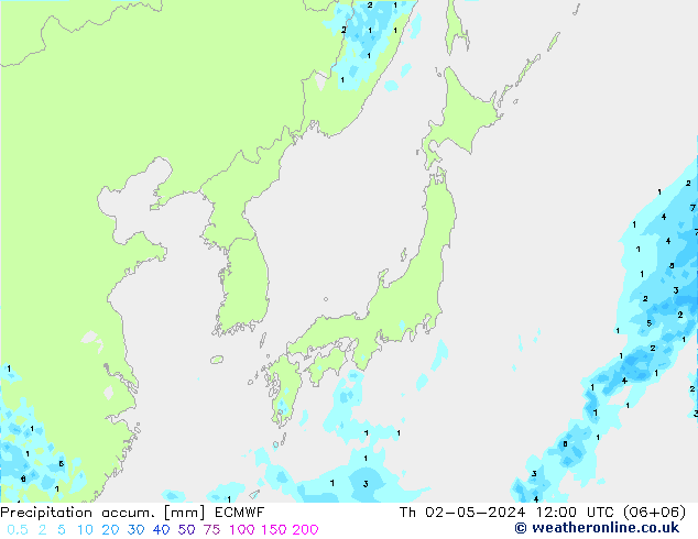 Precipitation accum. ECMWF Th 02.05.2024 12 UTC