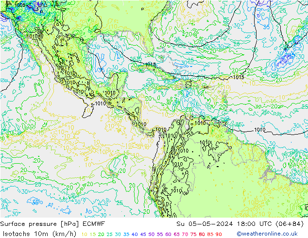 Isotachs (kph) ECMWF Su 05.05.2024 18 UTC