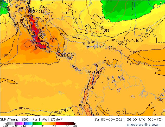 SLP/Temp. 850 hPa ECMWF dim 05.05.2024 06 UTC