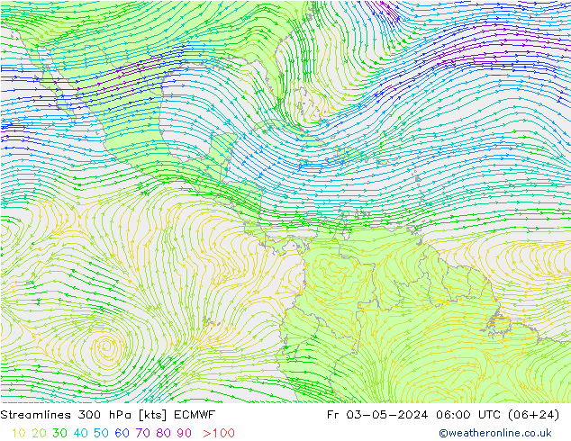 Streamlines 300 hPa ECMWF Fr 03.05.2024 06 UTC