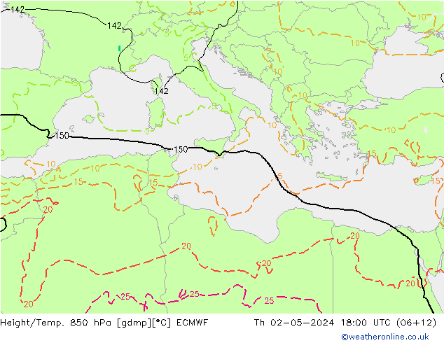 Z500/Rain (+SLP)/Z850 ECMWF Čt 02.05.2024 18 UTC