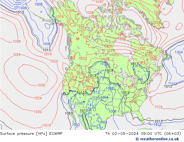 Surface pressure ECMWF Th 02.05.2024 09 UTC