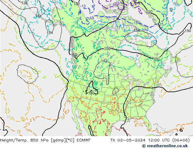 Z500/Rain (+SLP)/Z850 ECMWF czw. 02.05.2024 12 UTC