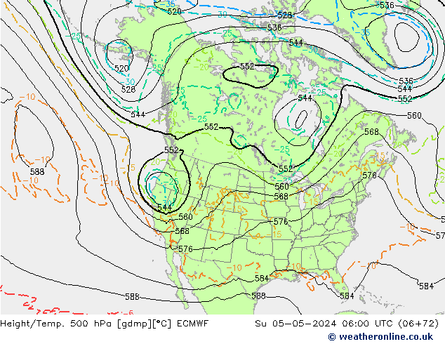 Z500/Rain (+SLP)/Z850 ECMWF Su 05.05.2024 06 UTC