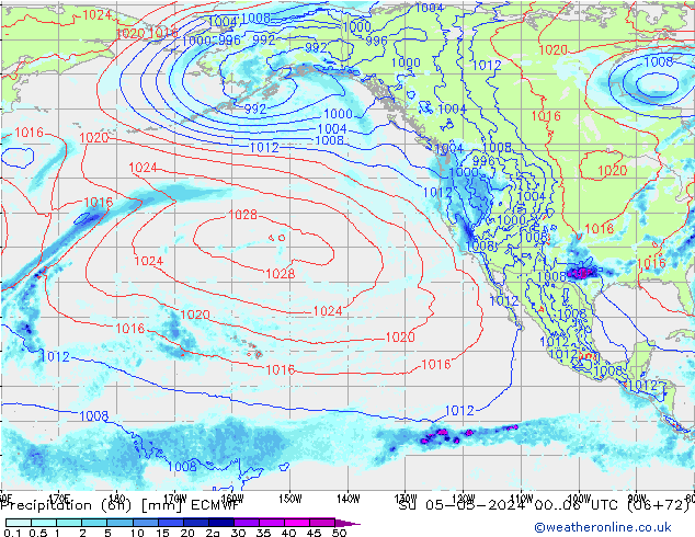 Z500/Rain (+SLP)/Z850 ECMWF Su 05.05.2024 06 UTC