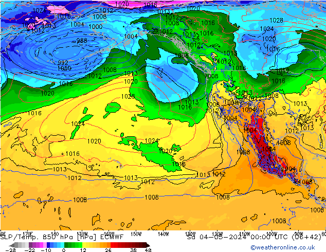 SLP/Temp. 850 hPa ECMWF Sa 04.05.2024 00 UTC