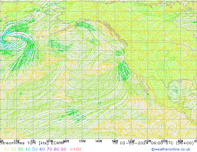 Linea di flusso 10m ECMWF gio 02.05.2024 06 UTC