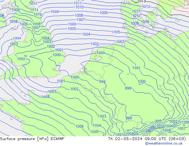 Bodendruck ECMWF Do 02.05.2024 09 UTC