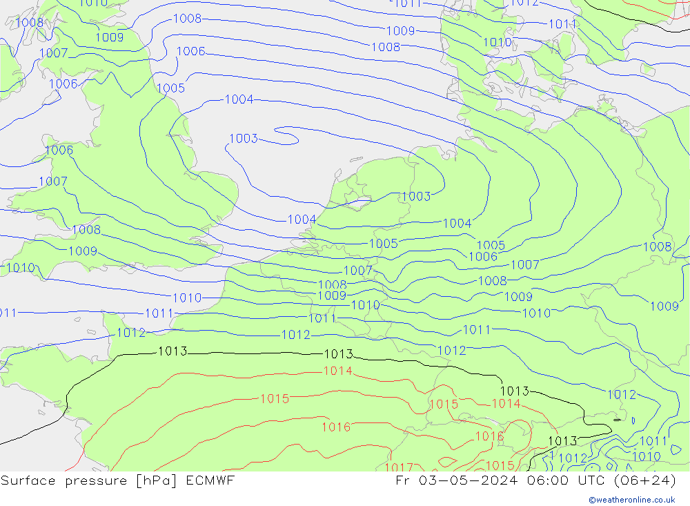 Bodendruck ECMWF Fr 03.05.2024 06 UTC