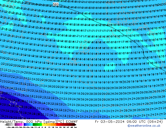 Z500/Rain (+SLP)/Z850 ECMWF Fr 03.05.2024 06 UTC