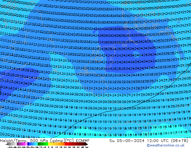 Yükseklik/Sıc. 500 hPa ECMWF Paz 05.05.2024 12 UTC