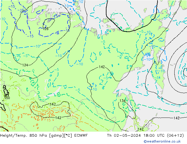 Height/Temp. 850 hPa ECMWF Th 02.05.2024 18 UTC