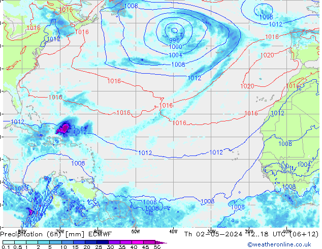 Z500/Rain (+SLP)/Z850 ECMWF jue 02.05.2024 18 UTC