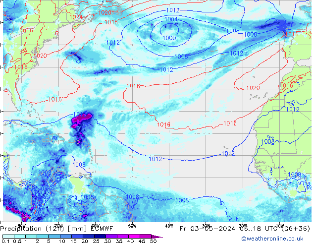 Precipitation (12h) ECMWF Fr 03.05.2024 18 UTC