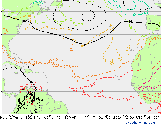 Z500/Yağmur (+YB)/Z850 ECMWF Per 02.05.2024 12 UTC