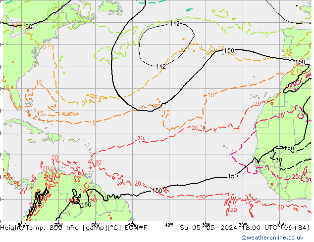Yükseklik/Sıc. 850 hPa ECMWF Paz 05.05.2024 18 UTC