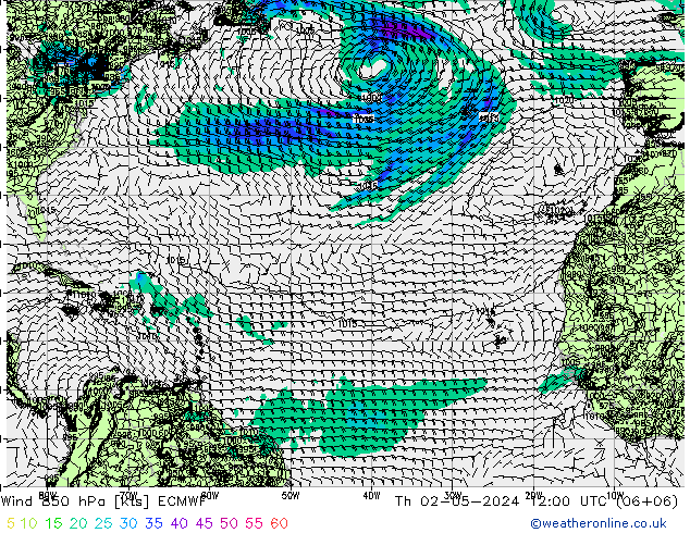 Wind 850 hPa ECMWF Th 02.05.2024 12 UTC