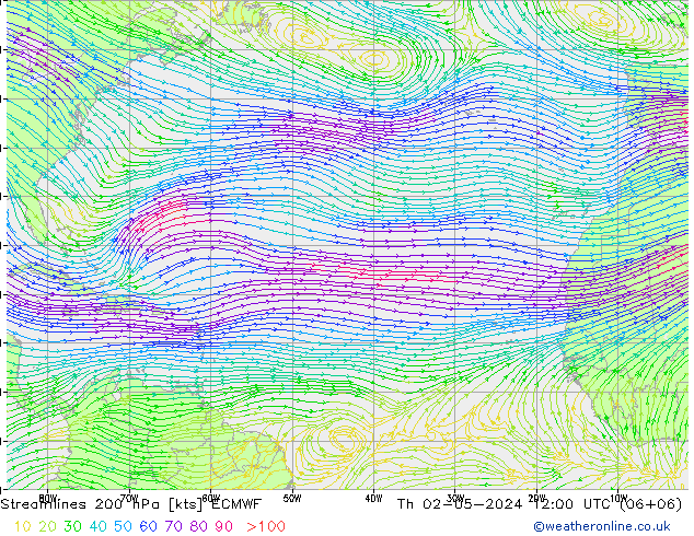 Streamlines 200 hPa ECMWF Th 02.05.2024 12 UTC