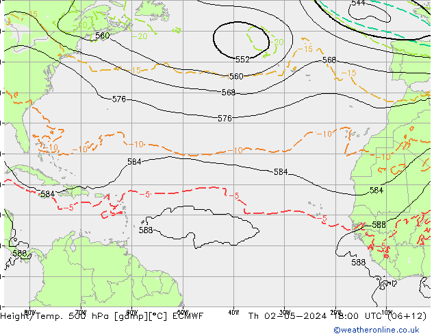Z500/Rain (+SLP)/Z850 ECMWF jue 02.05.2024 18 UTC