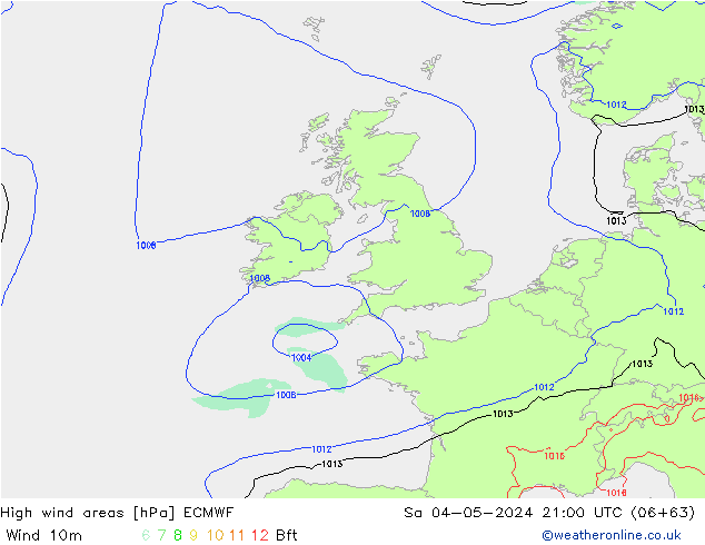 High wind areas ECMWF  04.05.2024 21 UTC