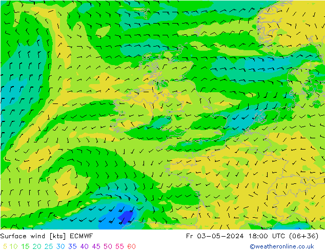 Surface wind ECMWF Fr 03.05.2024 18 UTC