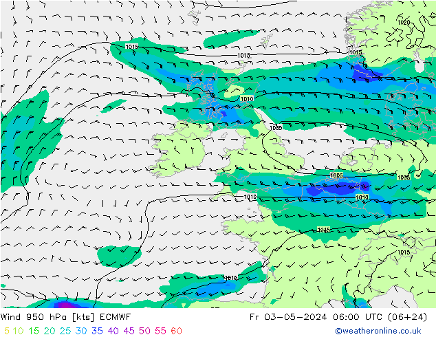 Wind 950 hPa ECMWF Fr 03.05.2024 06 UTC