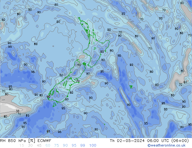 RH 850 hPa ECMWF Th 02.05.2024 06 UTC