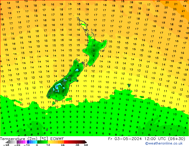 température (2m) ECMWF ven 03.05.2024 12 UTC