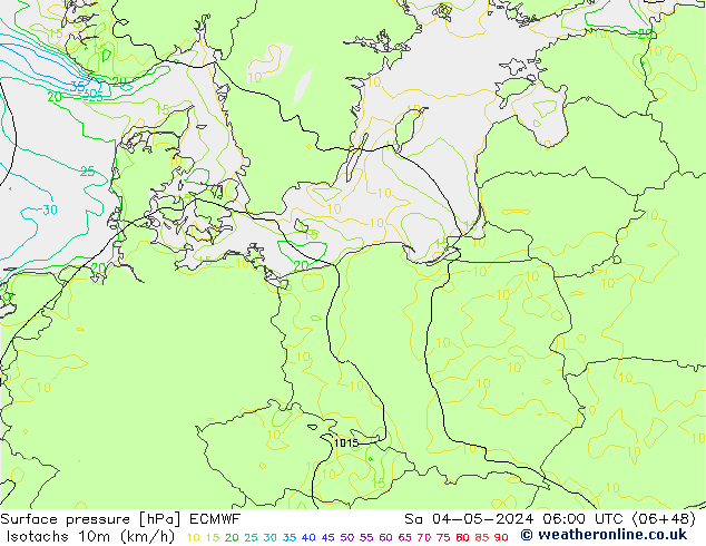 Isotachs (kph) ECMWF  04.05.2024 06 UTC