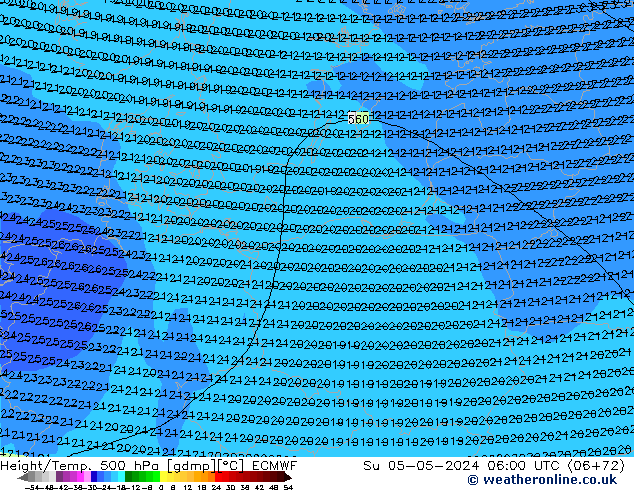 Z500/Rain (+SLP)/Z850 ECMWF Dom 05.05.2024 06 UTC