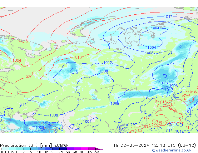 Precipitation (6h) ECMWF Th 02.05.2024 18 UTC