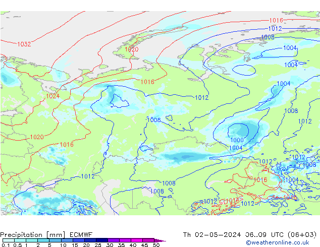 Srážky ECMWF Čt 02.05.2024 09 UTC