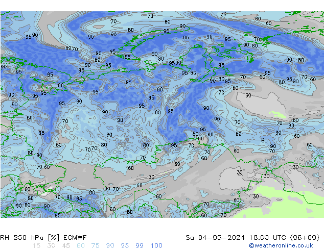 RH 850 hPa ECMWF Sáb 04.05.2024 18 UTC