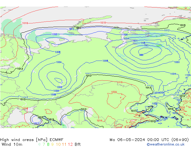 High wind areas ECMWF  06.05.2024 00 UTC