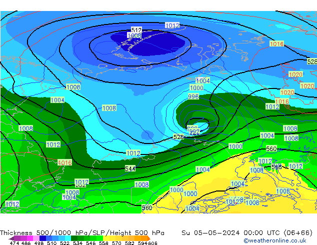 Thck 500-1000hPa ECMWF Su 05.05.2024 00 UTC