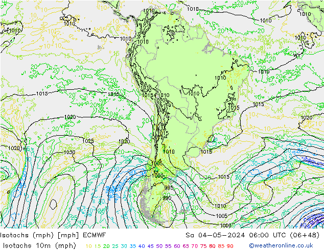 Isotachs (mph) ECMWF So 04.05.2024 06 UTC