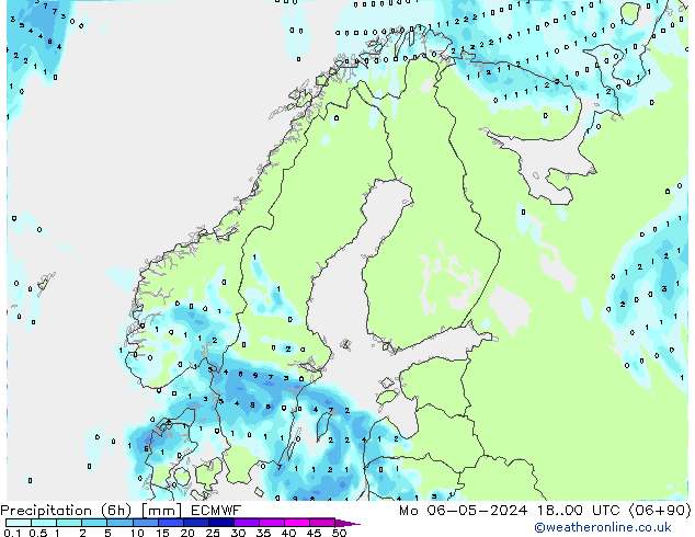 Précipitation (6h) ECMWF lun 06.05.2024 00 UTC