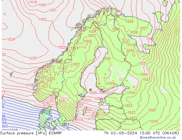 Bodendruck ECMWF Do 02.05.2024 12 UTC