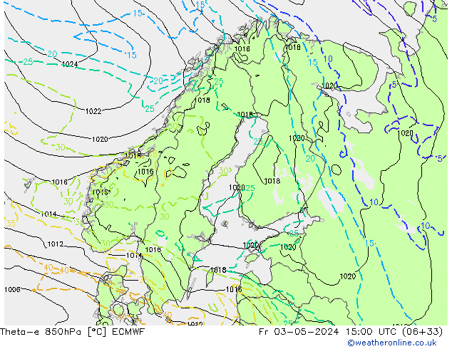 Theta-e 850hPa ECMWF Fr 03.05.2024 15 UTC