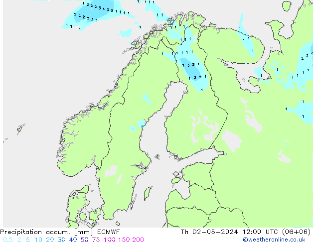 Precipitation accum. ECMWF gio 02.05.2024 12 UTC